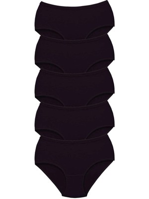 Beruflic 5 Adet Tutku Kadın Yüksek Bel Bato Kalın Lastik Külot Siyah