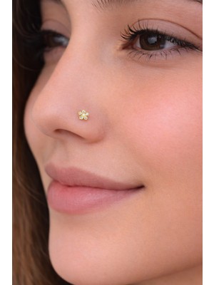 Sacce Scarves & Accessories 925 Ayar Gümüş Taşlı Çiçek Hızma Gold