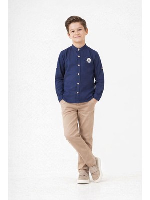 Togi Hakim Yaka Keten Gömlek ve Kemerli Pantolon Erkek Çocuk Takım
