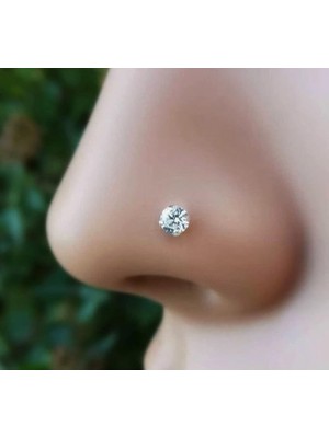 925 Ayar Gümüş Parlak Taşlı Burun Piercing Hızma ( Bar Uzunluğu: 7 M )