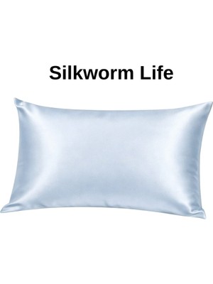 Buz Mavisi Rengi % 100 Ipek Yastık Kılıfı