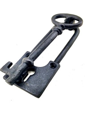 Antika Tarz Dekoratif Pirinç Anahtar Kapı Tokmağı, Taktak  170X60MM, Oksit