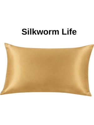 Silkworm Gold Renkli  Ipek Yastık Kılıfı ( 50  cm  70  cm ) Vizon Rengi