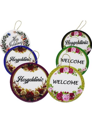 Go İthalat Yuvarlak - Epoksi Büyük Kapı Süsü Hoşgeldiniz - Herhangi Bir Tanesi Gönderilir (784)