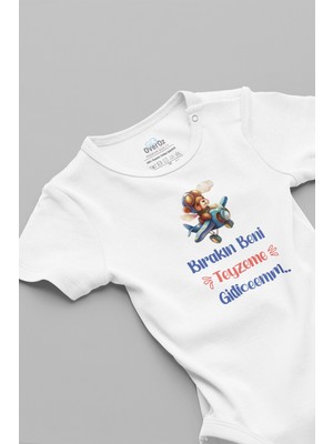Overoz Bırakın Beni Teyzeme Gidicem Baskılı Beyaz Bebek Body Zıbın 5623