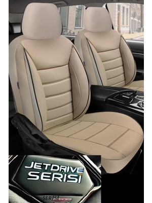 Trobus Proton Persona 2008-2015 Aracınıza Uyumlu Jetdrıve Bej Deri Oto Koltuk Kılıfı (5 Koltuk Tam Set, Airbag Uyumlu)