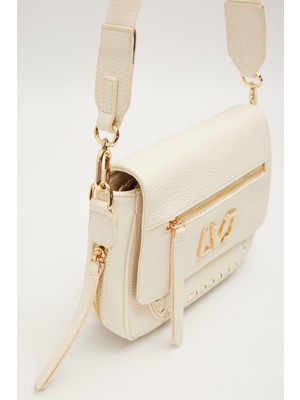 Levidor Ön Fermuar Detaylı Omuz Çantası-Beyaz