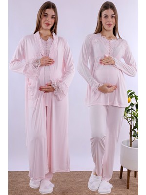 Mecit Pembe Sabahlıklı Hamile Lohusa Pijama Takımı