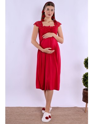 Effortt Vişne Hamile Lohusa Gecelik