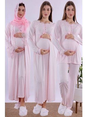 Mecit Pembe Tesettürlü Hamile Lohusa Set
