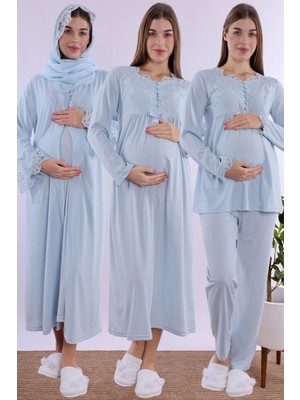 Mecit Mavi Tesettürlü Hamile Lohusa Set