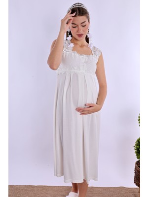 Effortt Ekru Hamile Lohusa Gecelik