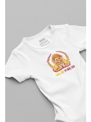 Overoz Aslan Parçası Yazılı Taraftar Beyaz Bebek Body Zıbın 5626