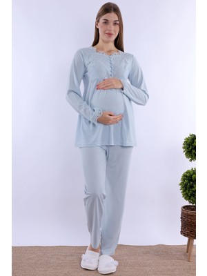 Mecit Mavi Hamile Lohusa Pijama Takımı