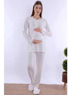 Mecit Ekru Hamile Lohusa Pijama Takımı