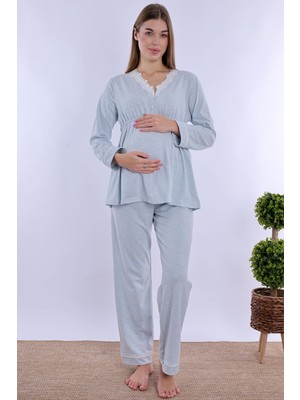 Effortt Mavi Hamile Lohusa Pijama Takımı