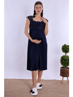 Effortt Lacivert Hamile Lohusa Gecelik