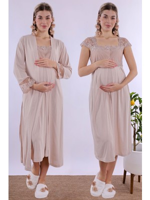 Effortt Bej Sabahlıklı Hamile Lohusa Gecelik Takım