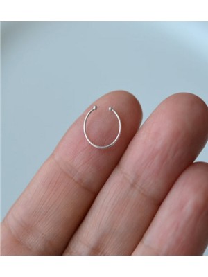 925 Ayar Gümüş Sıkıştırmalı Fake Deliksiz Halka Piercing Burun Hızma ( Çap:9 mm - Kalınlık 1 mm )