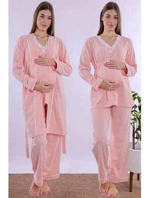 Effortt Somon Sabahlıklı Hamile Lohusa Pijama Takımı