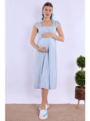 Effortt Mavi Hamile Lohusa Gecelik