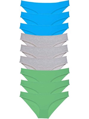 Beruflic 9 Adet Süper Eko Set Likralı Kadın Slip Külot Yeşil Gri Mavi