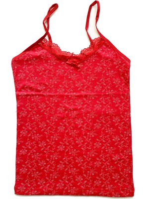 Beruflic Kadın Askılı Desenli Atlet Dantelli Empirme Pamuklu Penye D9