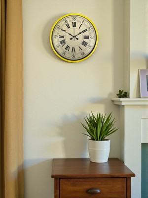 Ankaverse Zentime 36 cm Sarı Dekoratif Duvar Saati