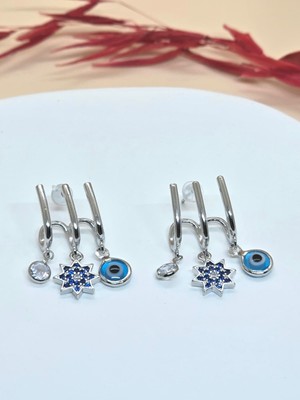 Zirkon Taş Detaylı Silver Sarmal Küpe