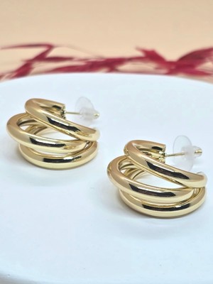 Gold Kaplama Iç Içe Halka Küpe