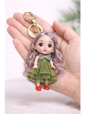 The Secret Desire Taşlı Kurdele Detaylı Kız Bebek Anahtarlık – Uzun Saçlı Mini Bebek Figürlü Çanta Süsü Anahtarlık