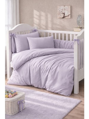 Vionetta Ranforce % 100 Pamuk Açık  Gri Düz Renk  Lastikli  Çarşaflı 2 Yastıklı Bebek Nevresim Takımı