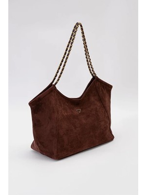 Levidor Uzun Zincir Askılı Büyük Omuz Çantası-Camel