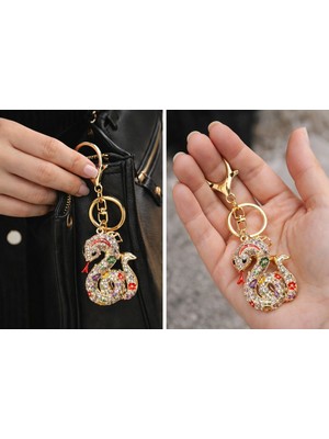 The Secret Desire Çok Renkli Taşlı Yılan Anahtarlık