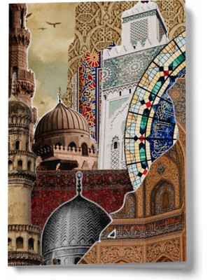 Bi' Dünya Haber Kolaj Serisi 53 Allah’ın Evleri A6 Çizgili Mini Defter Not Defteri