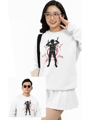 Fuddy Moda Oversize Naruto Uzumaki Baskılı Kapüşonsuz Sweatshirt, Unisex Anime Temalı Bisiklet Yaka Sweat