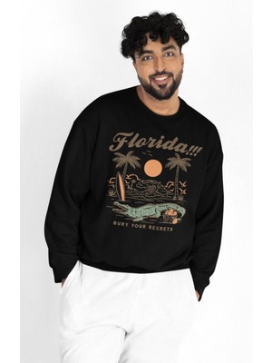 Fuddy Moda Unisex Oversize Taylor Swift Florida Baskılı Bisiklet Yaka Kapüşonsuz Sweatshirt