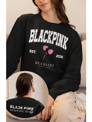 Fuddy Moda Unisex Oversize Blackpink Est 2016 Ense Baskılı Bisiklet Yaka Kapüşonsuz Sweatshirt