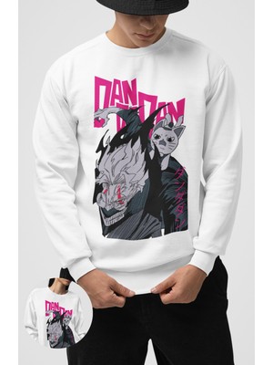 Fuddy Moda Oversize Okarun ve Granny Baskılı Kapüşonsuz Sweatshirt, Unisex Dandadan Anime Bisiklet Yaka Sweat