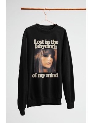Fuddy Moda Unisex Oversize Taylor Swift Lost In The Labyrinth Of My Mind Baskılı Kapüşonsuz Sweatshirt