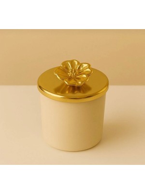 Vena Mum Vena Krem Bardaklı Çıçek Kapaklı Lavanta Kokulu Mum