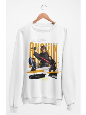 Fuddy Moda Unisex Oversize Starwars Anakin Baskılı Kapüşonsuz Bisiklet Yaka Sweatshirt