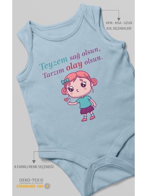Morivo Kids Teyzem Sağ Olsun,tarzım Olay Olsun Baskılı Bebek Zıbını – Çıtçıtlı Body | %100 Pamuk Sıfır Kol