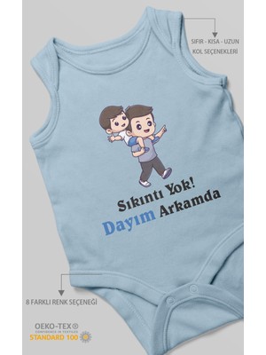 Morivo Kids Sıkıntı Yok! Dayım Arkamda Baskılı Bebek Zıbını – Çıtçıtlı Body | %100 Pamuk Sıfır Kol