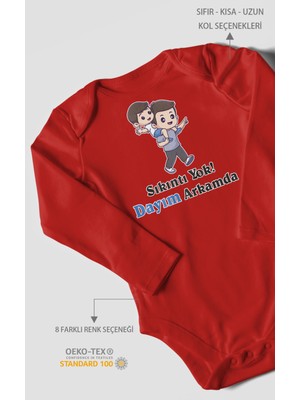 Morivo Kids Sıkıntı Yok! Dayım Arkamda Baskılı Bebek Zıbını – Çıtçıtlı Body | %100 Pamuk Uzun Kol