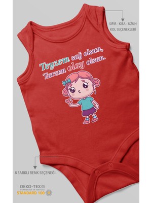 Teyzem Sağ Olsun,tarzım Olay Olsun Baskılı Bebek Zıbını – Çıtçıtlı Body | %100 Pamuk Sıfır Kol