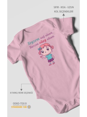 Teyzem Sağ Olsun,tarzım Olay Olsun Baskılı Bebek Zıbını – Çıtçıtlı Body | %100 Pamuk Kısa Kol