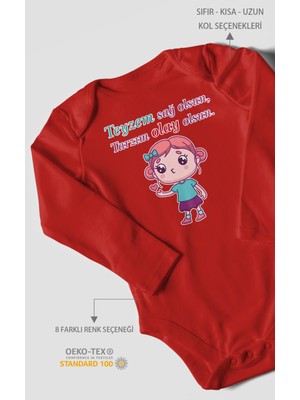 Teyzem Sağ Olsun,tarzım Olay Olsun Baskılı Bebek Zıbını – Çıtçıtlı Body | %100 Pamuk Uzun Kol
