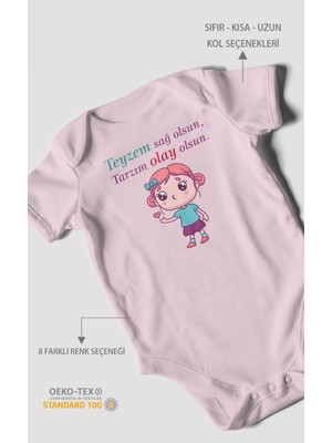 Morivo Kids Teyzem Sağ Olsun,tarzım Olay Olsun Baskılı Bebek Zıbını – Çıtçıtlı Body | %100 Pamuk Kısa Kol