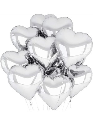 SHC4200 Gümüş Kalp Şekilli Uçan Balon Folyo 10 Adet